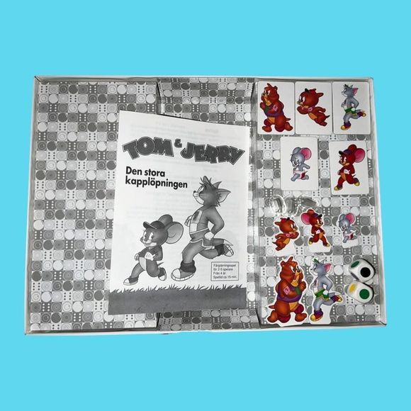 RARE Vintage Swedish Version Tom & Jerry The Big Race Board Game - Picture 3 of 4